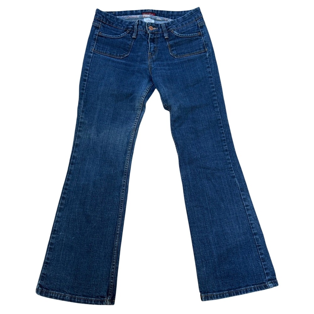Levis 545 Low Boot Cut Jeans 8 Dark Wash Stretch Denim Patch Pockets Y2K Vintage